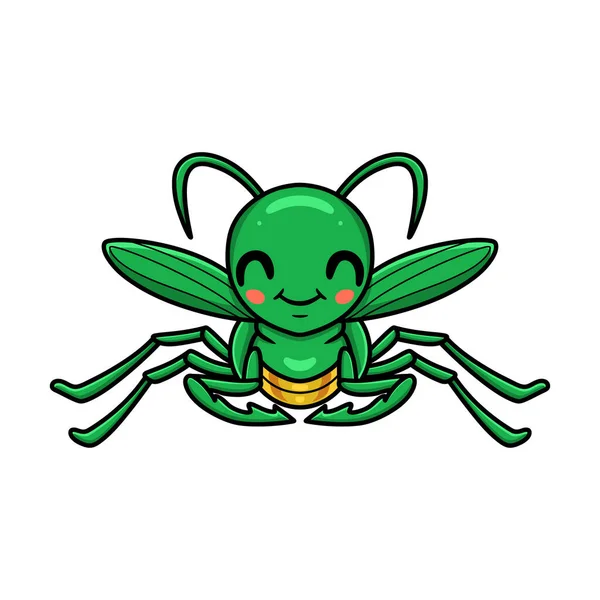 Vektor Illusztráció Aranyos Kis Mantis Rajzfilm Karakter — Stock Vector