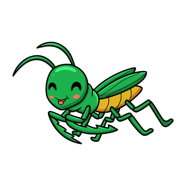 Vector Illustration Cute Little Mantis Cartoon Character — Stock Vector