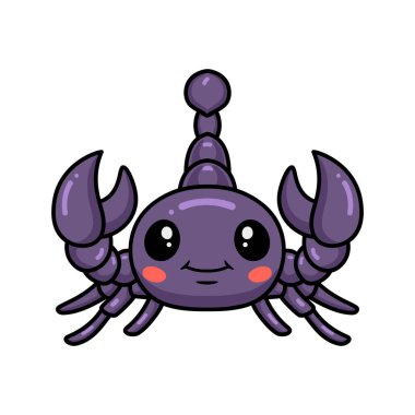 Şirin mor akrep çizgi film karakterinin vektör çizimi