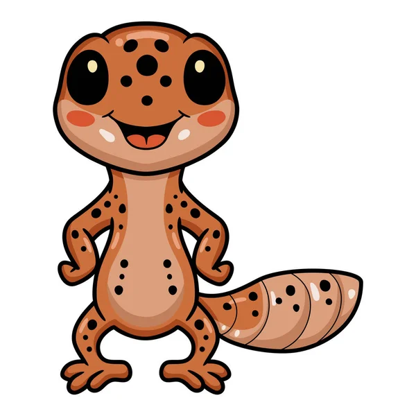 Vector Illustration Cute Leopard Gecko Cartoon Standing — Stock Vector