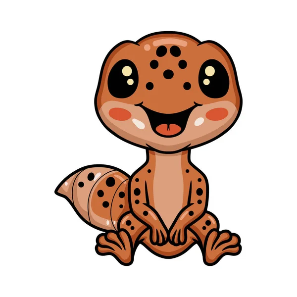 Vektor Illustration Söt Leopard Gecko Tecknad Sitter — Stock vektor