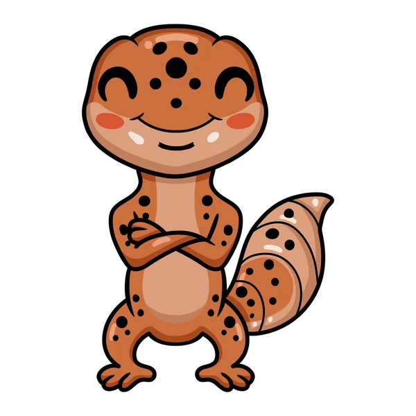 Vector Ilustración Lindo Leopardo Gecko Pie Dibujos Animados — Archivo Imágenes Vectoriales