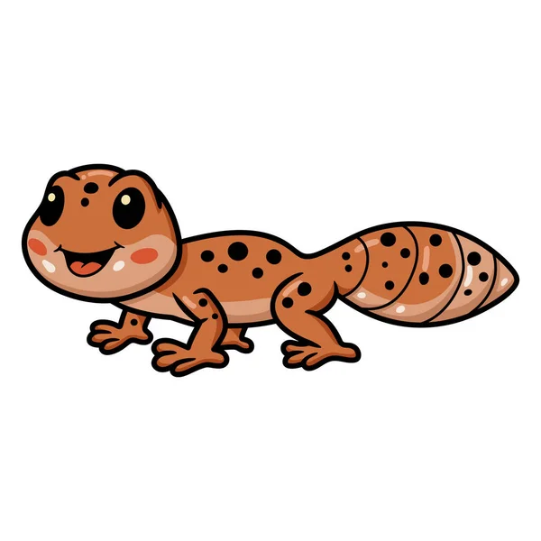 Vektorillustration Der Niedlichen Leopardengecko Cartoonfigur — Stockvektor