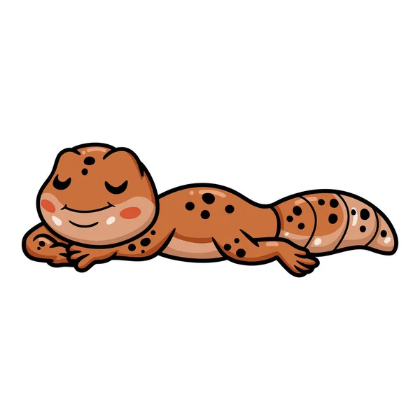 Vektor Illustration Söt Leopard Gecko Tecknad Sova — Stock vektor