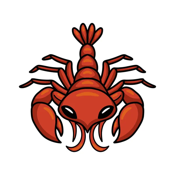 Vector Illustration Karakter Kartun Lobster Kecil Yang Lucu - Stok Vektor