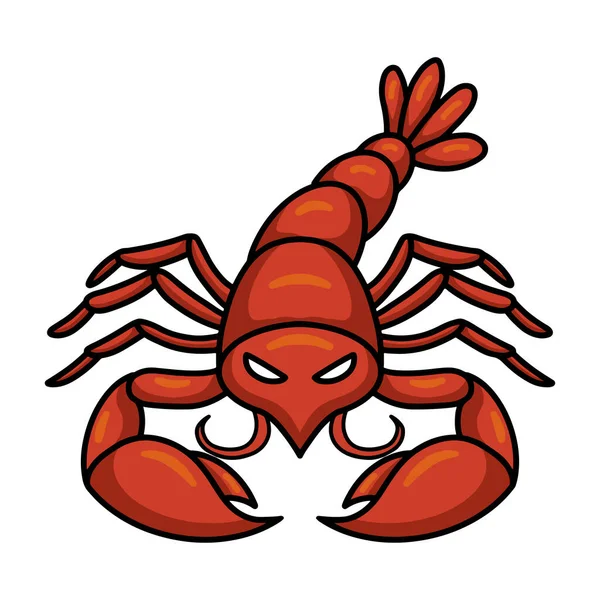 Vector Illustration Karakter Kartun Lobster Kecil Yang Lucu - Stok Vektor