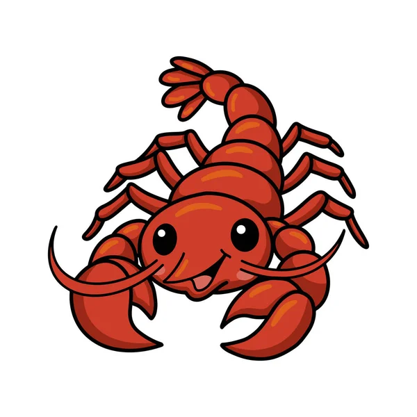 Vector Illustration Karakter Kartun Lobster Kecil Yang Lucu - Stok Vektor