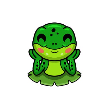 Şirin küçük kurbağa çizgi film karakterinin vektör çizimi