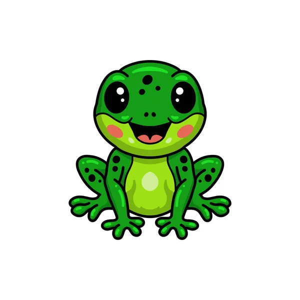 Wektor Ilustracja Cute Little Frog Kreskówki Siedzi — Wektor stockowy