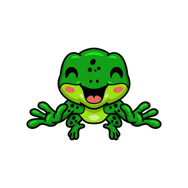 Wektor Ilustracja Cute Little Frog Postać Kreskówki — Wektor stockowy