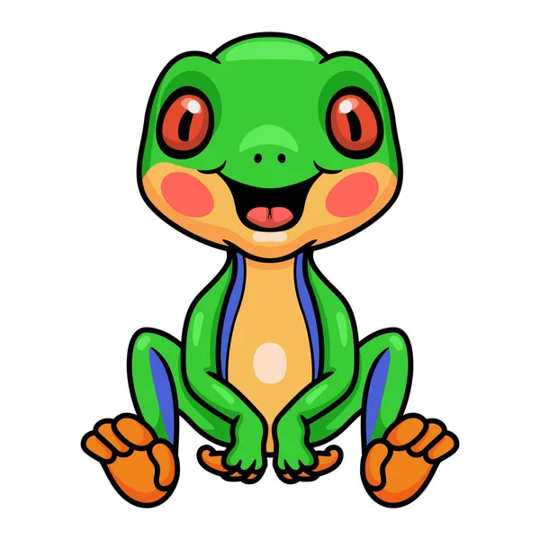 Wektor Ilustracja Cute Little Frog Kreskówki Siedzi — Wektor stockowy