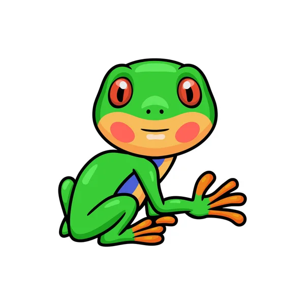 Wektor Ilustracja Cute Little Frog Postać Kreskówki — Wektor stockowy