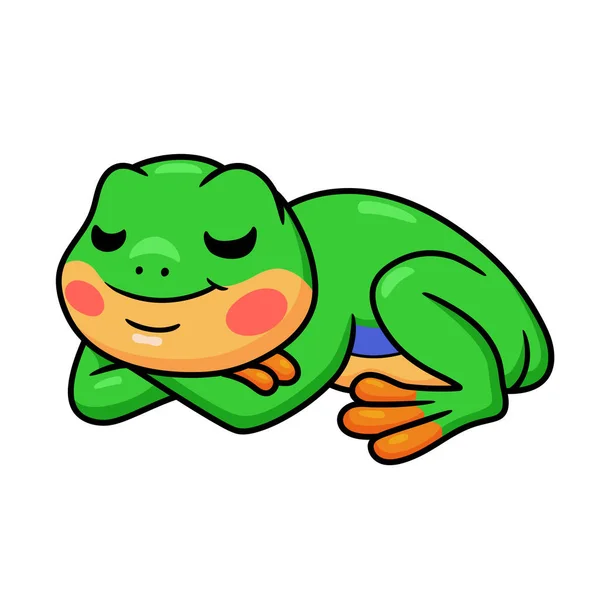 可爱小青蛙卡通片睡梦中的病媒图解 — 图库矢量图片
