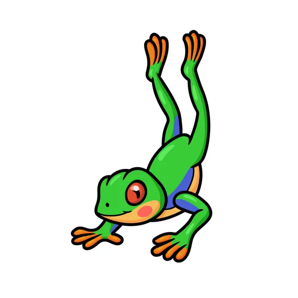 Wektor Ilustracja Cute Little Frog Postać Kreskówki — Wektor stockowy