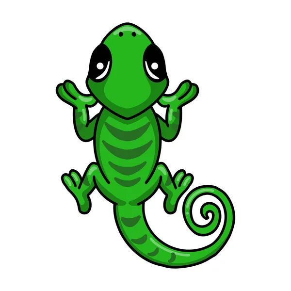 Illustration Vectorielle Personnage Dessin Animé Mignon Petit Caméléon — Image vectorielle