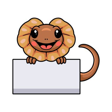 Boş işaretli şirin, fırfırlı kertenkele çizgi filminin vektör çizimi