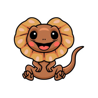 Tatlı, fırfırlı kertenkele çizgi filminin vektör çizimi ayakta duruyor.