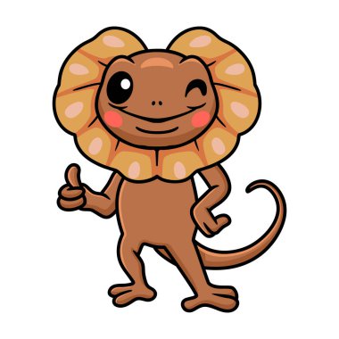 Sevimli, fırfırlı kertenkele çizgi filminin vektör çizimi.