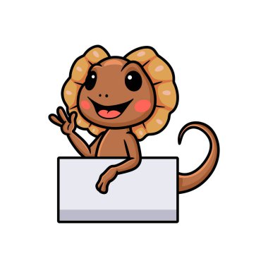 Boş işaretli şirin, fırfırlı kertenkele çizgi filminin vektör çizimi