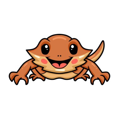 Küçük sevimli sakallı ejderha çizgi filminin vektör çizimi