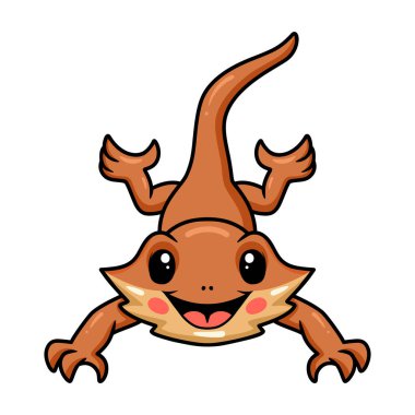 Küçük sevimli sakallı ejderha çizgi filminin vektör çizimi