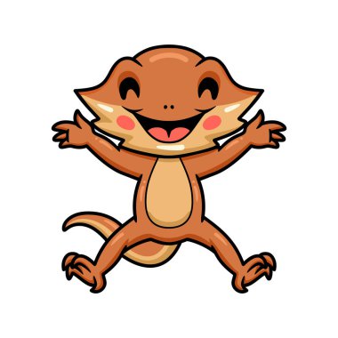 Sakallı şirin ejderha pozunun vektör çizimi