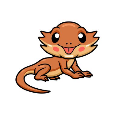 Küçük sevimli sakallı ejderha çizgi filminin vektör çizimi