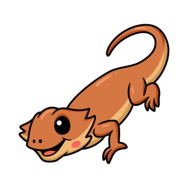 Küçük sevimli sakallı ejderha çizgi filminin vektör çizimi