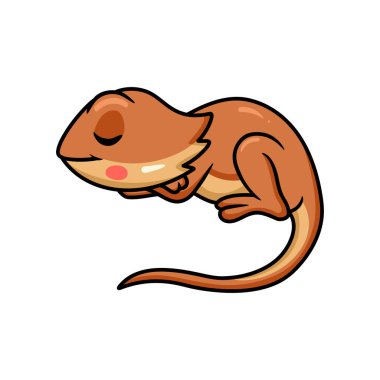 Küçük sevimli sakallı ejderha çizgi filminin vektör çizimi.