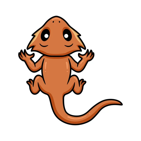 Vector Illustration Cute Little Bearded Dragon Cartoon — Stock Vector