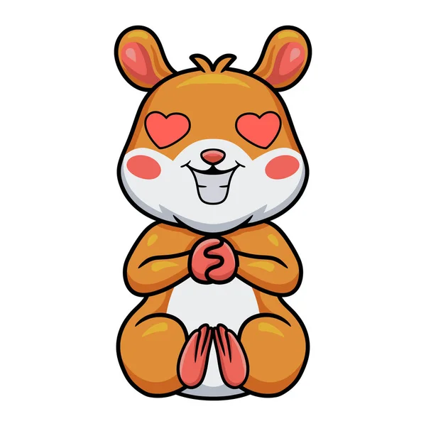 Vector Illustration Cute Little Hamster Cartoon Love — Stock Vector