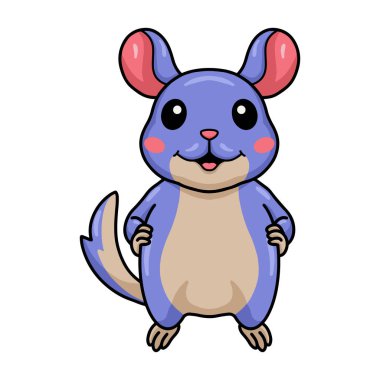 Küçük şirin çinçilya çizgi filminin vektör çizimi ayakta duruyor