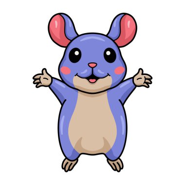 Küçük şirin çinçilya çizgi filminin vektör çizimi el kaldırıyor.