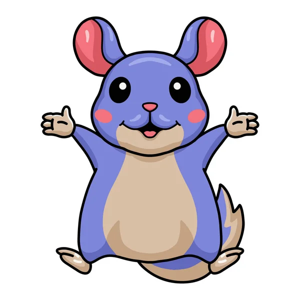 Vector Illustration Cute Little Chinchilla Cartoon Raising Hands — Stock Vector