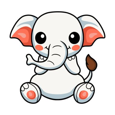 Küçük şirin fil karikatürünün vektör çizimi