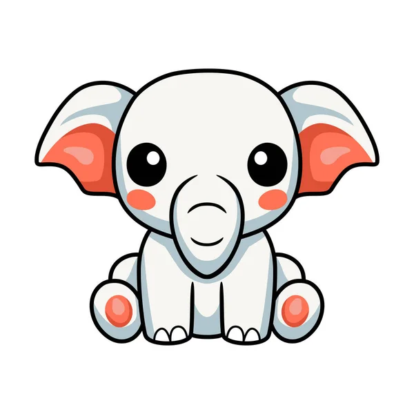 Ilustración Vectorial Lindo Elefante Pequeño Dibujo Animado Sentado — Vector de stock