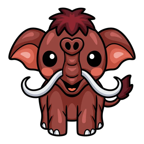 Vector Illustration Cute Little Mammoth Cartoon Character — Stock Vector