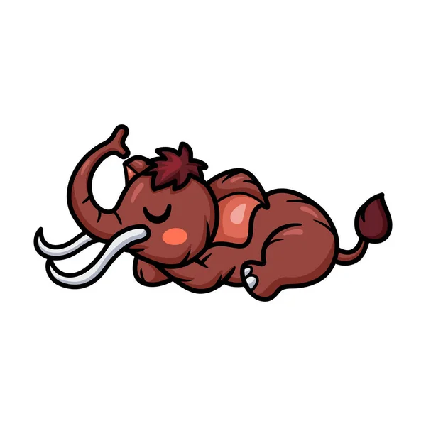 Vector Illustration Cute Little Mammoth Cartoon Sleeping — Stock Vector