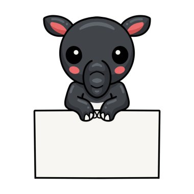 Boş işaretli şirin tapir çizgi filminin vektör çizimi