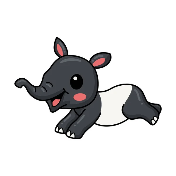 Vector Illustration Cute Little Tapir Cartoon Running — Vector de stock