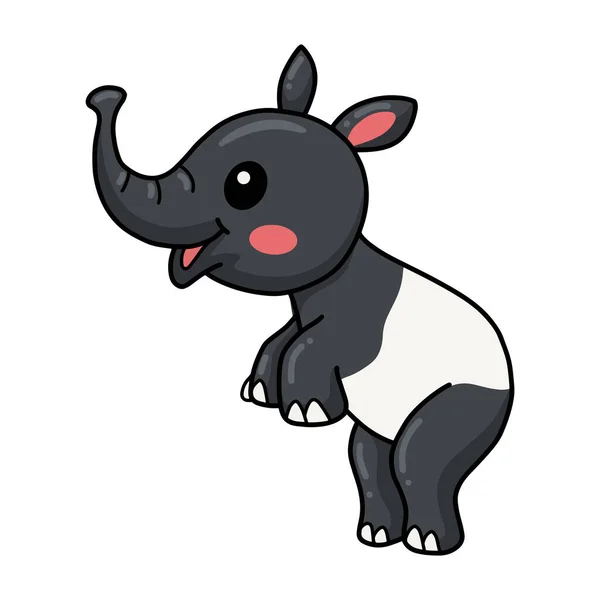 Vector Illustration Cute Little Tapir Cartoon Standing — Stock Vector