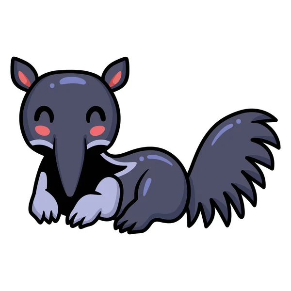 Vector Illustration Cute Little Anteater Cartoon Lying — стоковый вектор