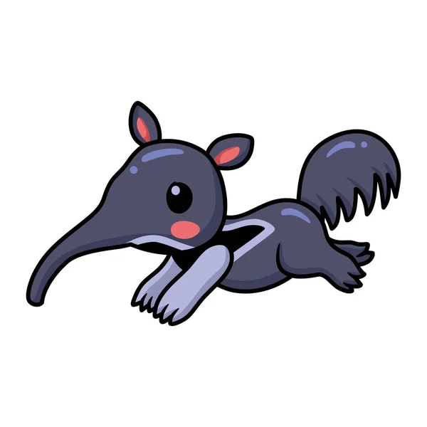 Vector Illustration Cute Little Anteater Cartoon Running — Stock Vector