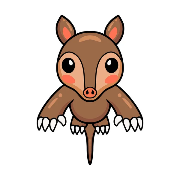 Vector Illustration Cute Little Aardvark Cartoon Leaping — Stock Vector