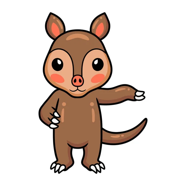Vector Illustration Cute Little Aardvark Cartoon Posing — Vector de stock