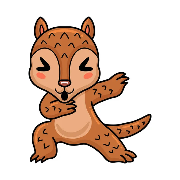 Vector Illustration Cute Little Pangolin Cartoon Dancing — Vector de stock