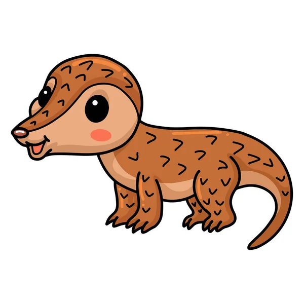 Illustrazione Vettoriale Del Simpatico Personaggio Dei Cartoni Animati Pangolin — Vettoriale Stock