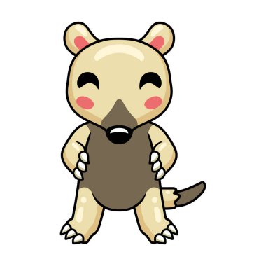 Ayakta duran şirin küçük tamandua çizgi filminin vektör çizimi