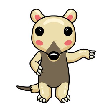 Ayakta duran şirin küçük tamandua çizgi filminin vektör çizimi