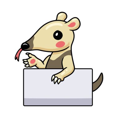 Boş işaretli şirin küçük tamandua çizgi filminin vektör çizimi